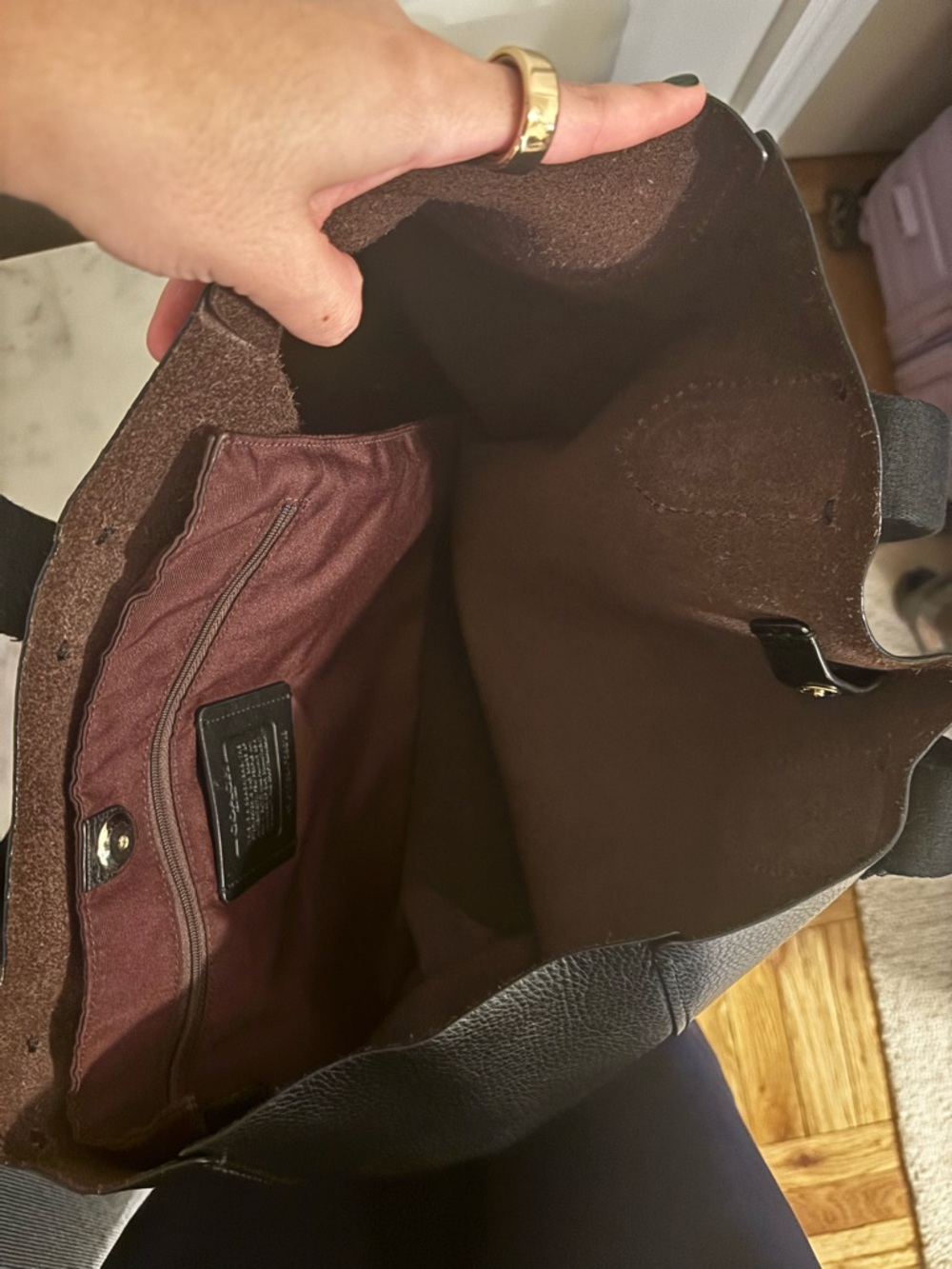 Coach Derby Tote- Black Pebbled Leather - Picture 3 of 3